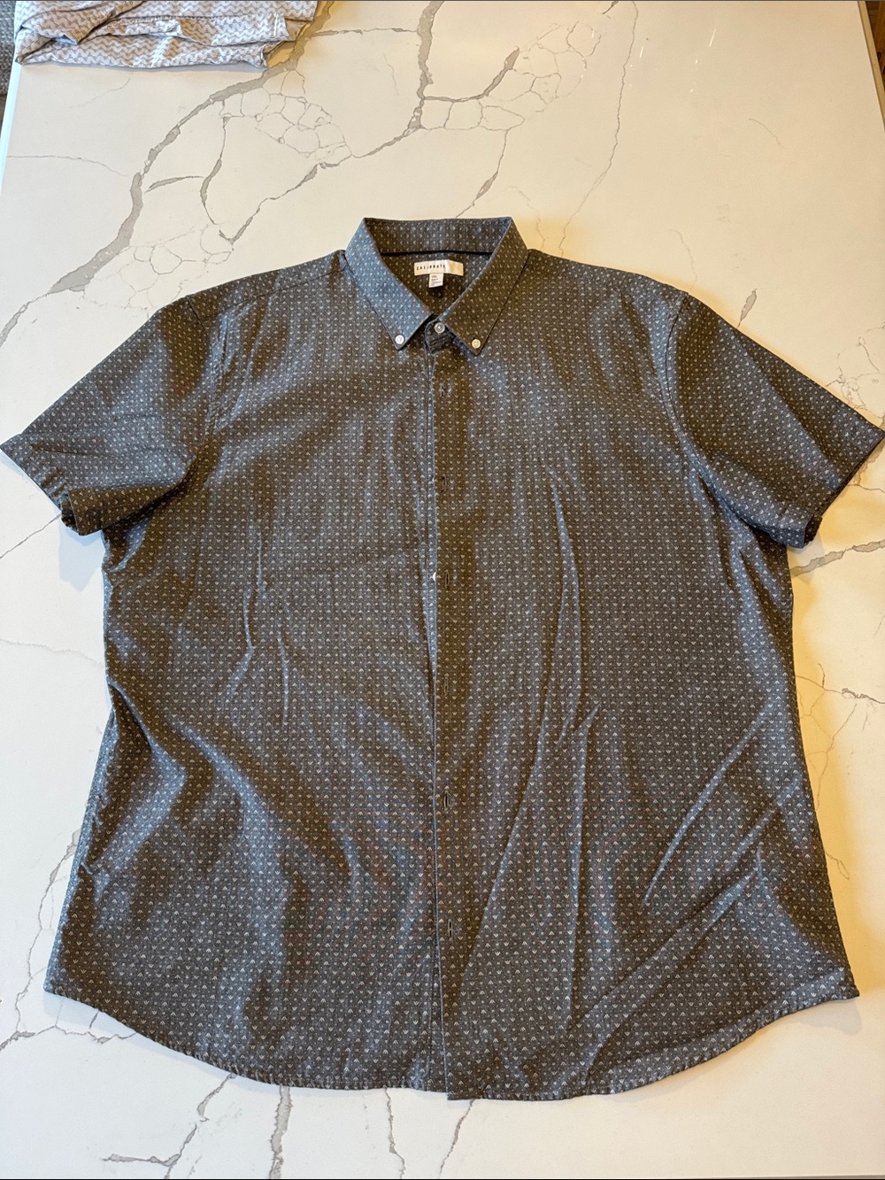 C2 by Calibrate Charcoal Short-Sleeve Button-Down with Microprint